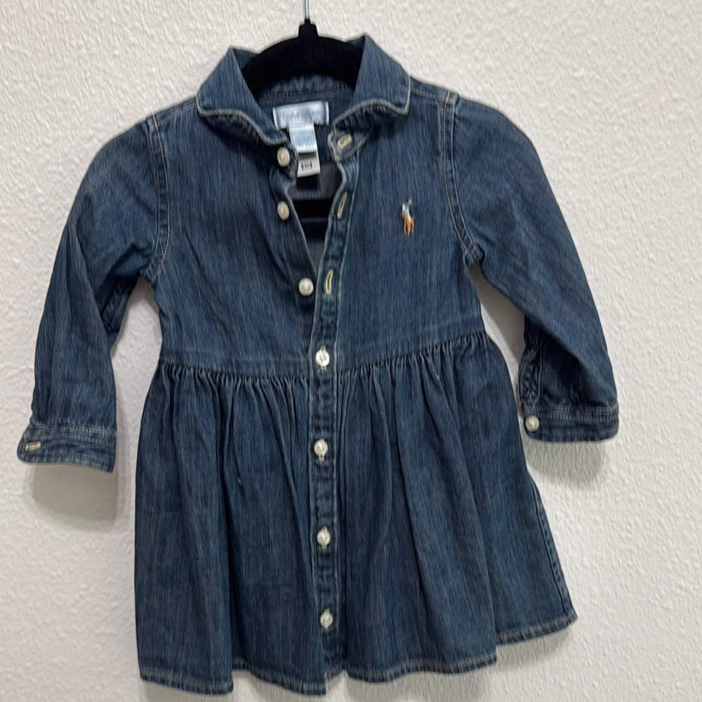 Ralph Lauren Blue Denim Dress with Embroidered Detail